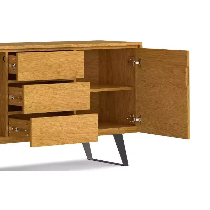 Credenza/buffet Mitchell moderna industriale rettangolare da 60 x 17 pollici in impiallacciatura di rovere