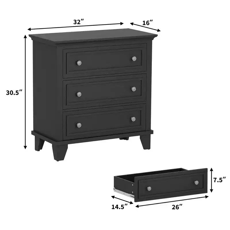 Cassettiera a 3 cassetti autoportante COZONY, mobile contenitore rustico in legno per camera da letto, soggiorno e ingresso