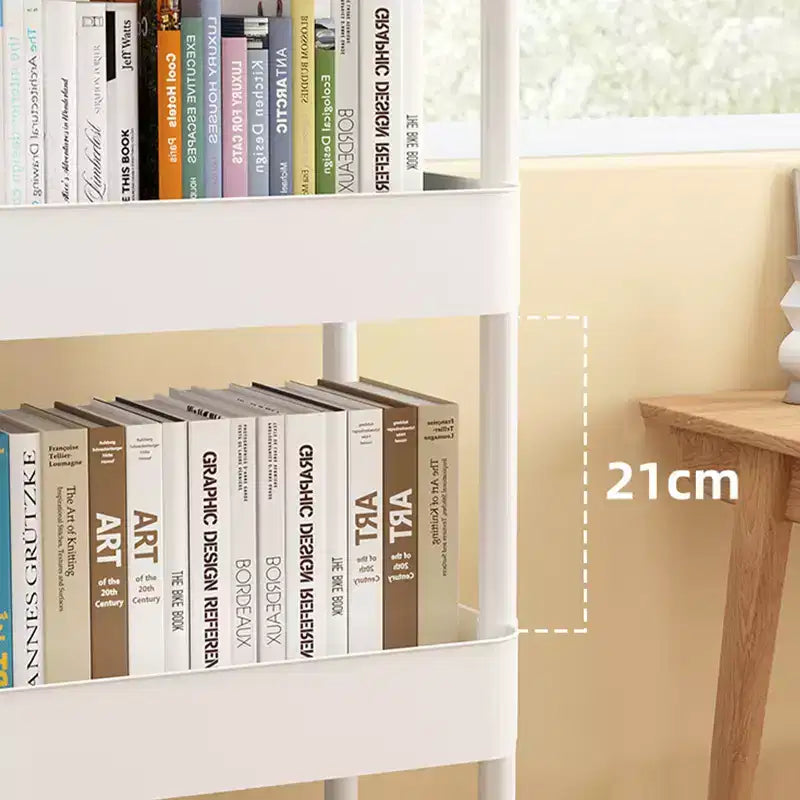 Carrello portaoggetti a 5 ripiani su ruote, carrello multiuso in plastica scorrevole con maniglia, scaffale mobile, unità di scaffalatura stretta