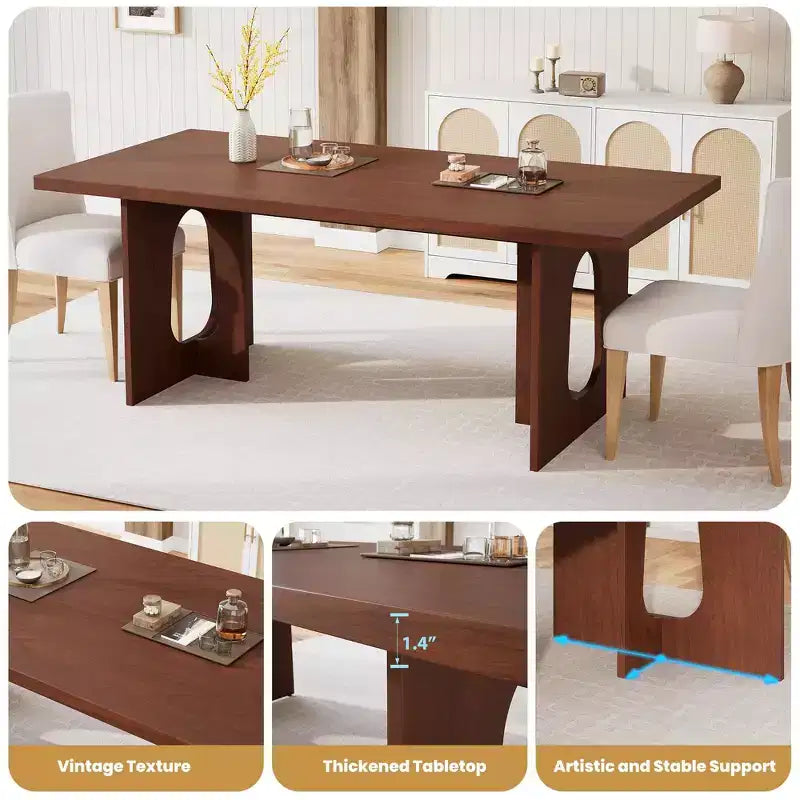 COZONY 70 Tavolo da Pranzo Rettangolare per 6-8 Persone - Tavolo da Cucina Moderno e Lungo con Gambe a Colonna Resistenti, Grande Tavolo da Pranzo