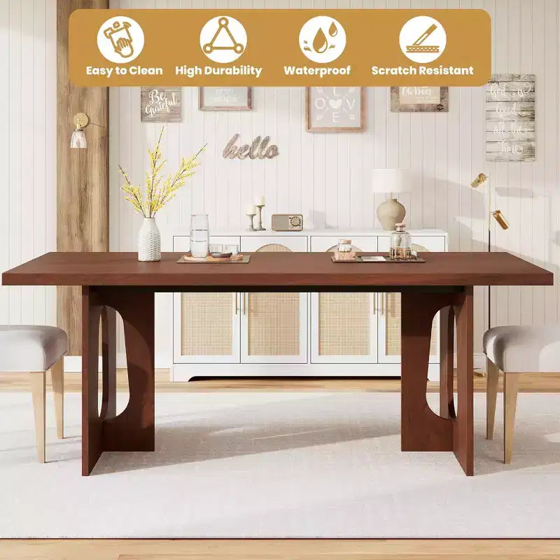 COZONY 70 Tavolo da Pranzo Rettangolare per 6-8 Persone - Tavolo da Cucina Moderno e Lungo con Gambe a Colonna Resistenti, Grande Tavolo da Pranzo