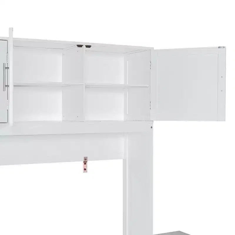 Letto a scomparsa moderno Luxystar queen size con meccanismo idraulico, scrivania e 2 armadietti