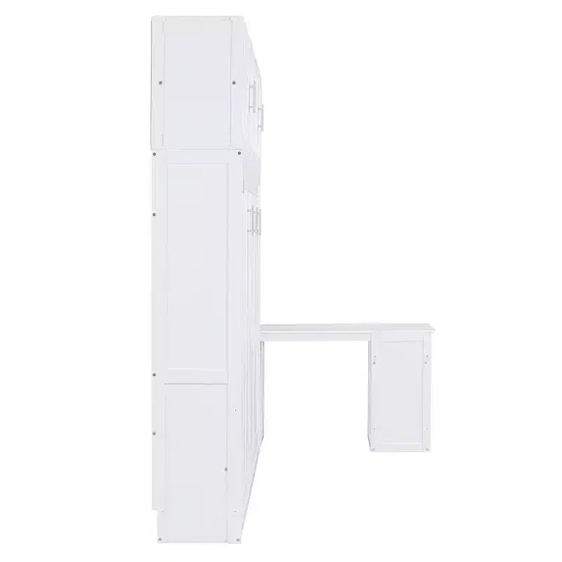 Letto a scomparsa moderno Luxystar queen size con meccanismo idraulico, scrivania e 2 armadietti