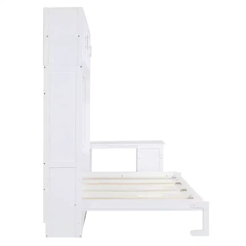 Letto a scomparsa moderno Luxystar queen size con meccanismo idraulico, scrivania e 2 armadietti