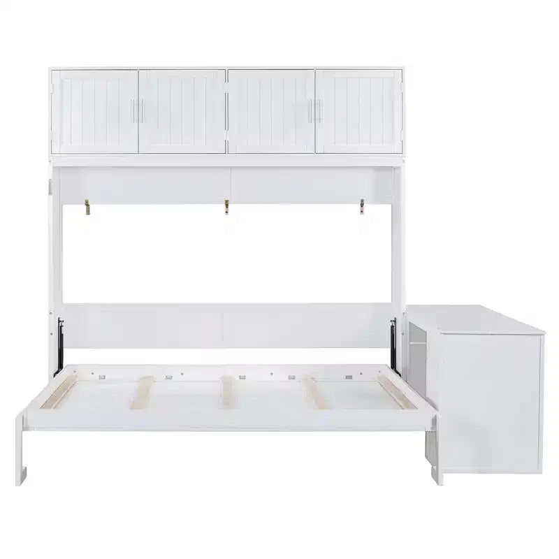 Letto a scomparsa moderno Luxystar queen size con meccanismo idraulico, scrivania e 2 armadietti