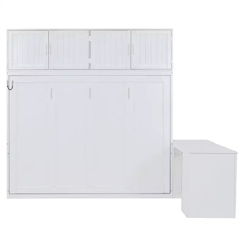Letto a scomparsa moderno Luxystar queen size con meccanismo idraulico, scrivania e 2 armadietti