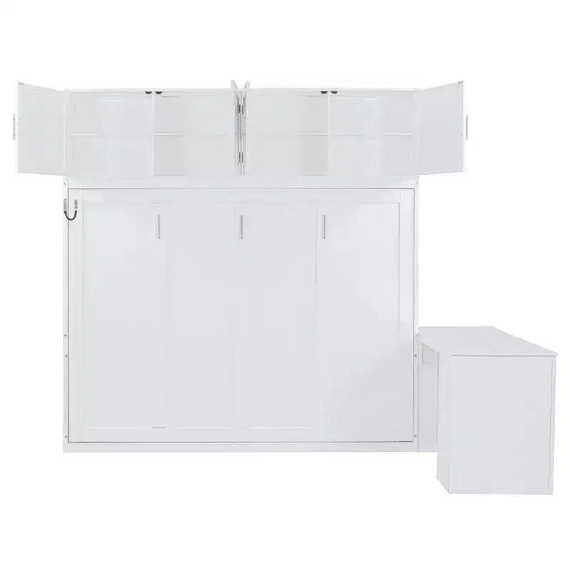 Letto a scomparsa moderno Luxystar queen size con meccanismo idraulico, scrivania e 2 armadietti