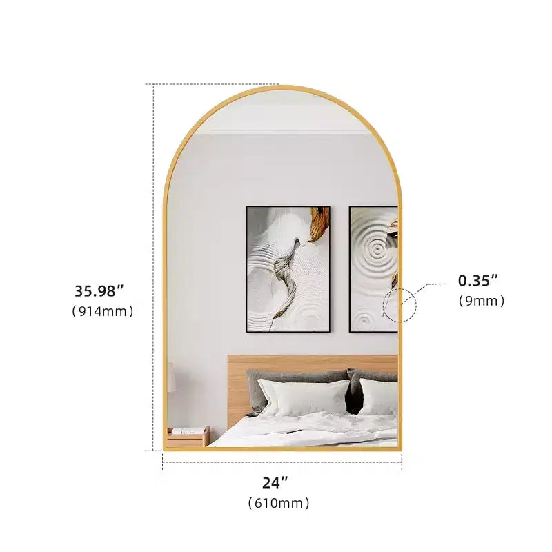 Specchio da parete contemporaneo ad arco 36 x 24, specchio da bagno a forma di arco con cornice in lega di alluminio - Panipeachy