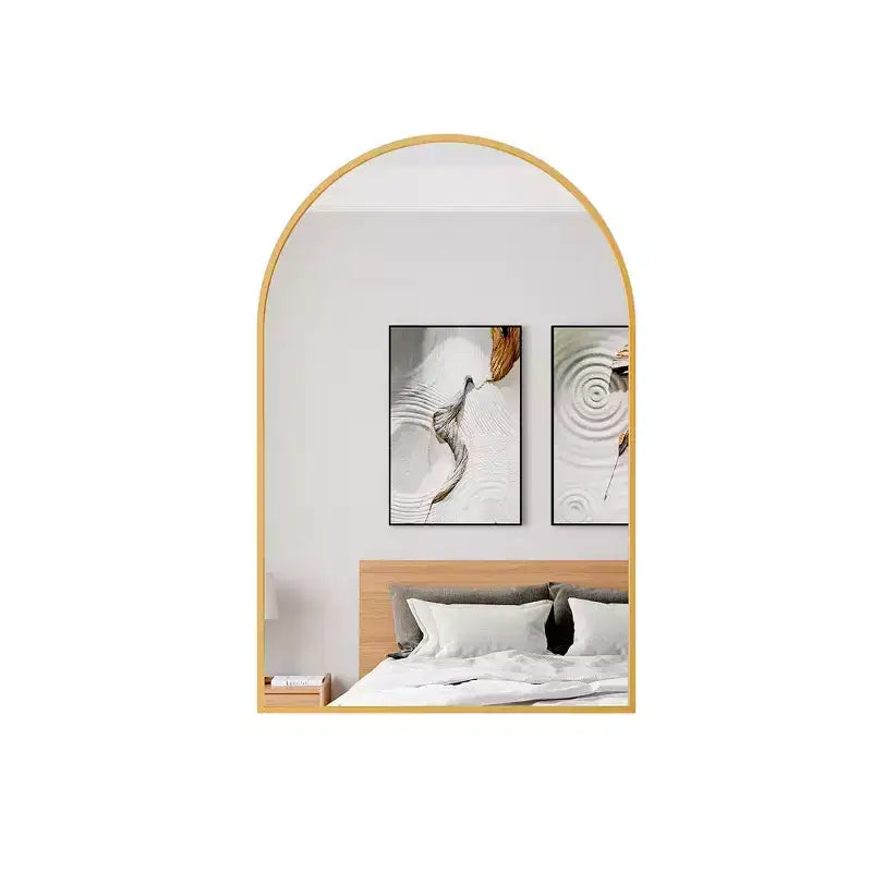 Specchio da parete contemporaneo ad arco 36 x 24, specchio da bagno a forma di arco con cornice in lega di alluminio - Panipeachy