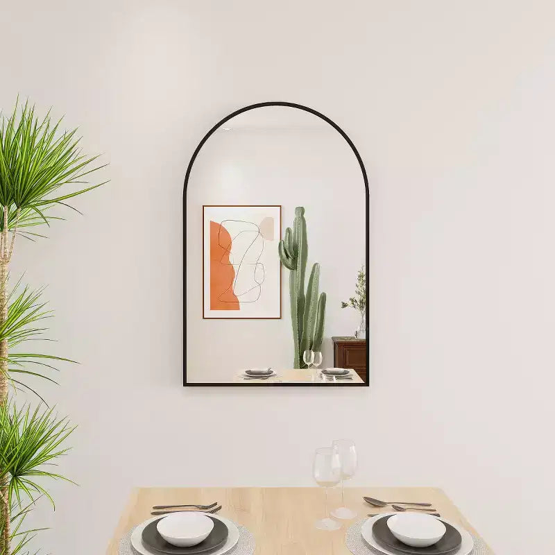 Specchio da parete contemporaneo ad arco 36 x 24, specchio da bagno a forma di arco con cornice in lega di alluminio - Panipeachy