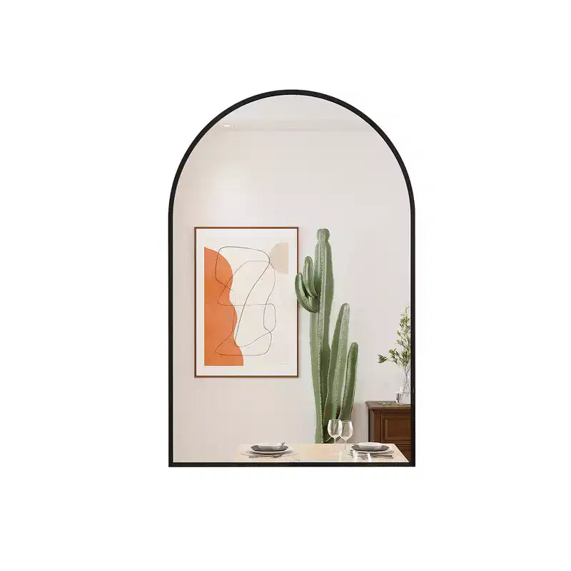 Specchio da parete contemporaneo ad arco 36 x 24, specchio da bagno a forma di arco con cornice in lega di alluminio - Panipeachy