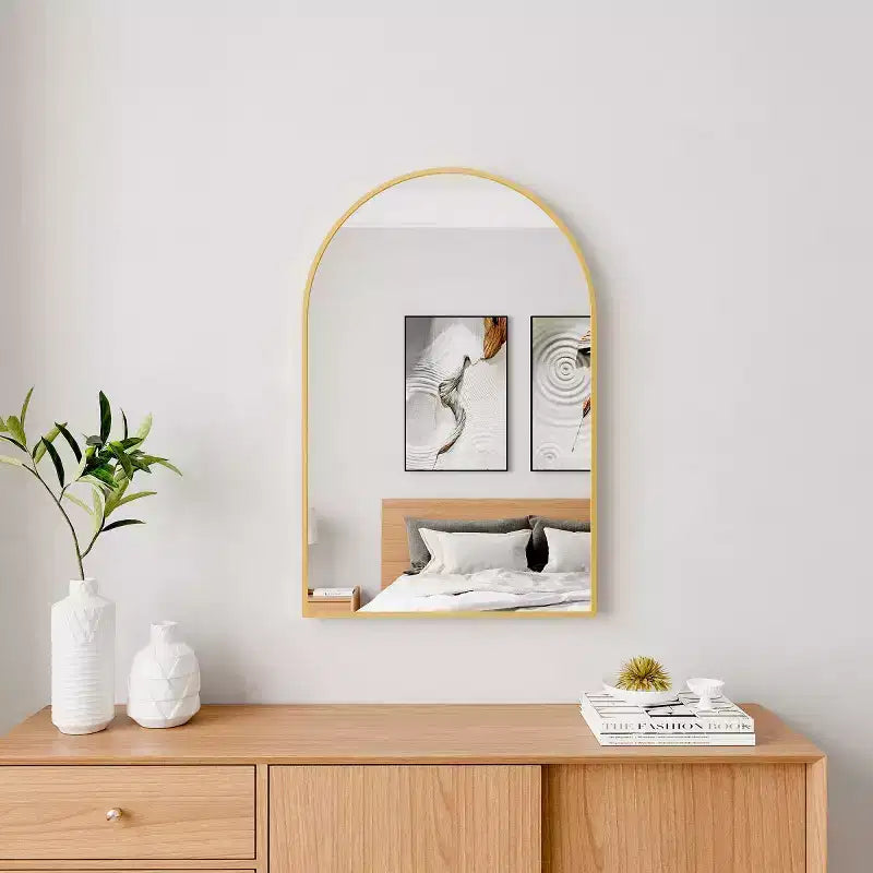 Specchio da parete contemporaneo ad arco 36 x 24, specchio da bagno a forma di arco con cornice in lega di alluminio - Panipeachy