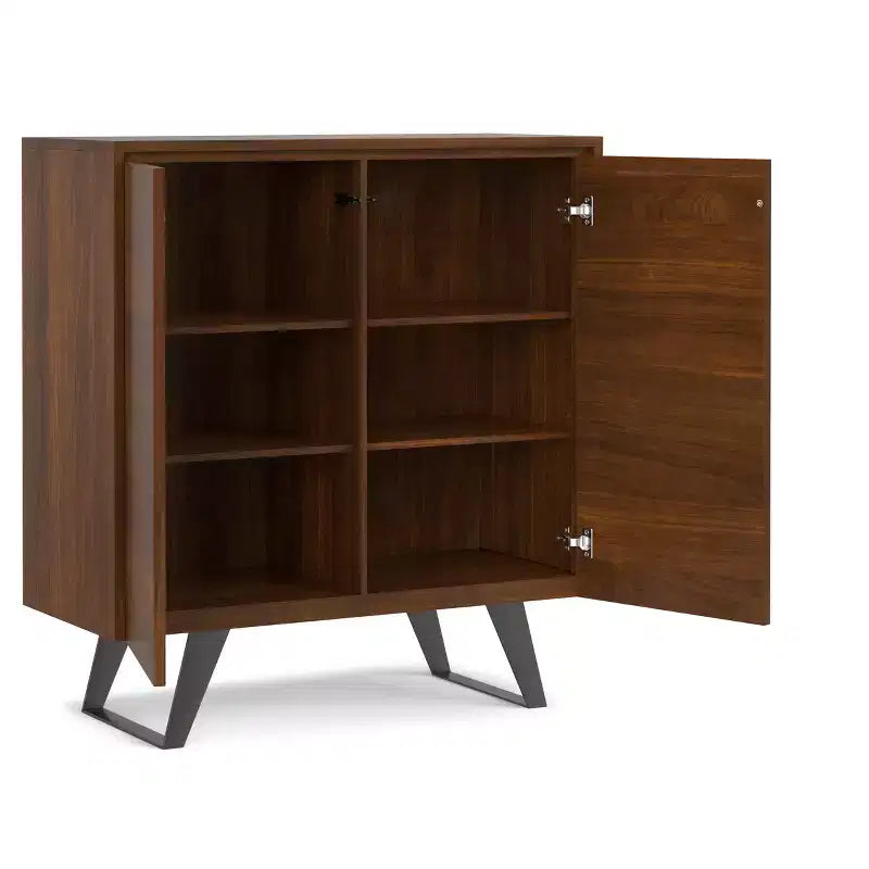 Mobile contenitore medio Mitchell, largo 99 cm, in legno massello, stile industriale moderno