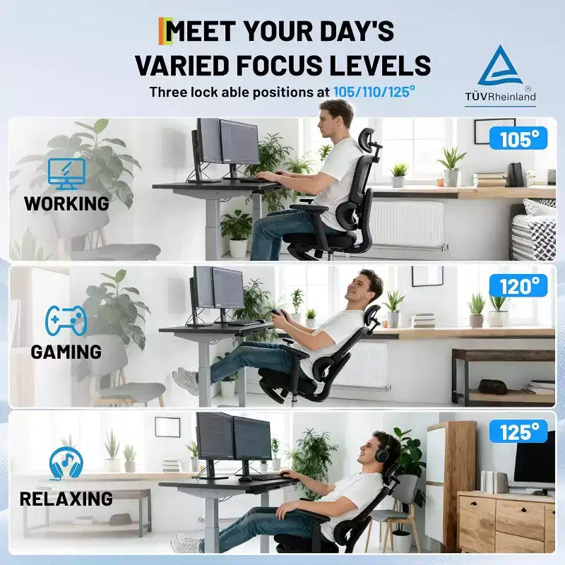 Sedia da Ufficio Ergonomica in Rete, Sedia da Scrivania con Schienale Alto e Supporto Lombare Regolabile 300 libbre, Braccioli Ribaltabili 4D, Seduta Girevole con Rotelle per Lunghe Ore di Lavoro al Computer