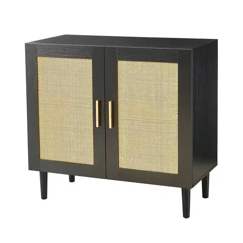 Credenza Buffet con Ripostiglio, Armadietto in Rattan con Ante e Ripiani Regolabili, Credenza Moderna per Ingresso Soggiorno