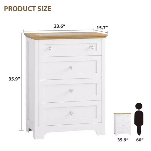 Comò in legno a 4 cassetti per camera da letto con luce, mobile contenitore in legno, cassettiera, cassetti organizer per soggiorno, corridoio, armadio