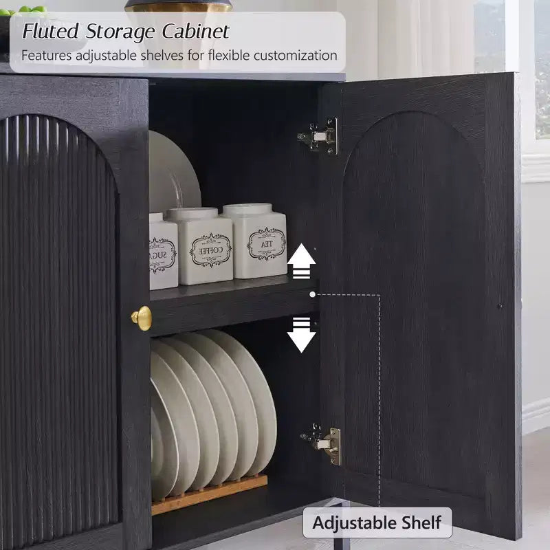 Mobiletto da Bagno con Ante, Armadietto Autoportante a Colonna con Ante Scanalate e Ripiani Regolabili, Mobile Contenitore Moderno