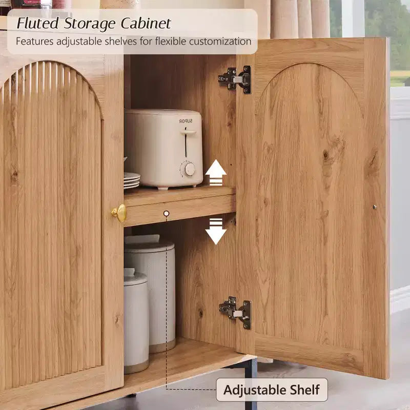 Mobiletto da Bagno con Ante, Armadietto Autoportante a Colonna con Ante Scanalate e Ripiani Regolabili, Mobile Contenitore Moderno