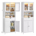 VASAGLE Freestanding Storage Cabinet, Adjustable Shelves, Drawer, Open Compartments, for Bathroom, Cloud White