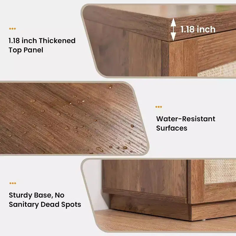Hommpa 31 Mobiletto Credenza a 2 Ante in Rattan, Organizer Multiuso per Sala da Pranzo