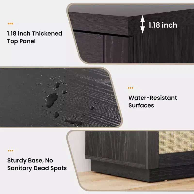 Hommpa 31 Mobiletto Credenza a 2 Ante in Rattan, Organizer Multiuso per Sala da Pranzo