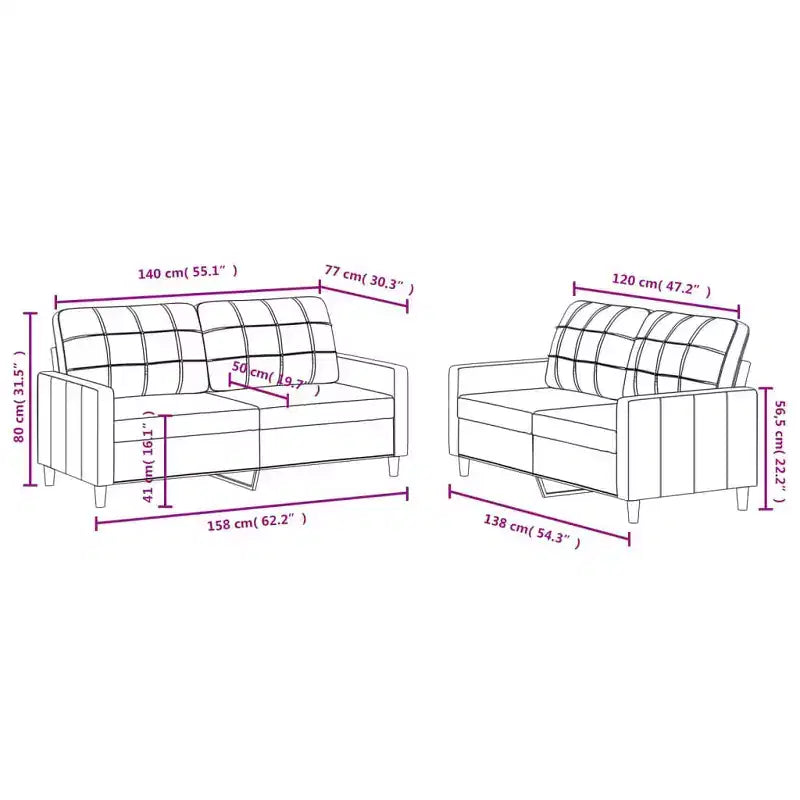 vidaXL Set Divani a 2 Posti con Cuscini in Tessuto Grigio Scuro