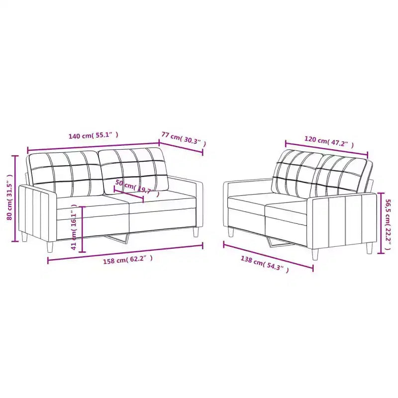 vidaXL Set Divani a 2 Posti con Cuscini in Tessuto Grigio Scuro