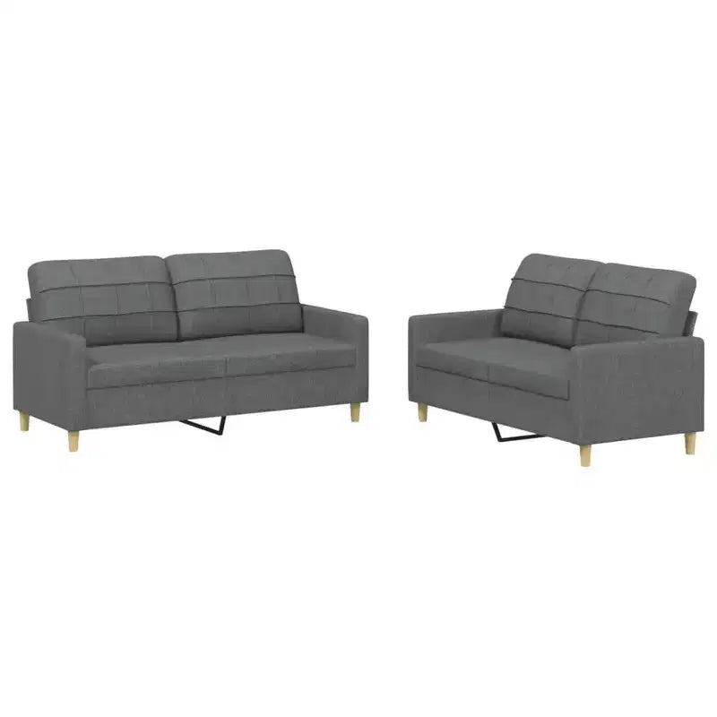 vidaXL Set Divani a 2 Posti con Cuscini in Tessuto Grigio Scuro