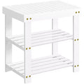 SONGMICS Shoe Rack Bench, 3-Tier Bamboo Shoe Storage Organizer, Entryway Bench, Holds Up to 286 lb, 11.3 x 19.7 x 17.8 Inches