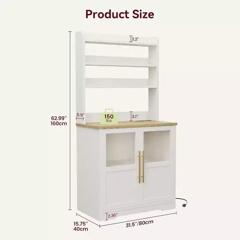 Scaffale da cucina a 6 livelli con armadietto, supporto per forno a microonde, dispensa con anta, scaffale versatile alto, armadietto da caffè stile rustico