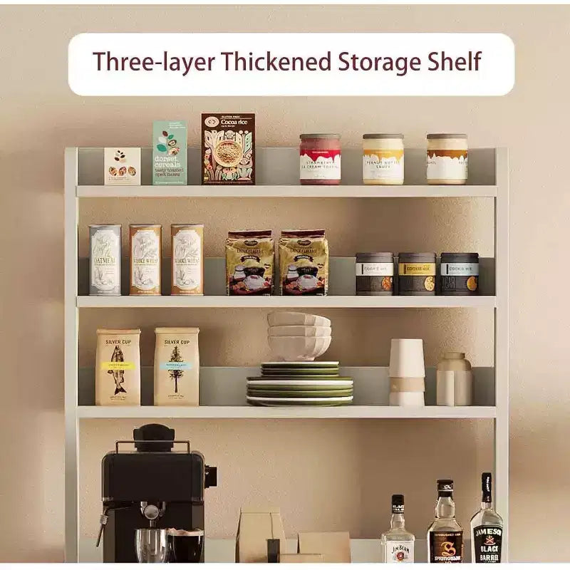 Scaffale da cucina a 6 livelli con armadietto, supporto per forno a microonde, dispensa con anta, scaffale versatile alto, armadietto da caffè stile rustico