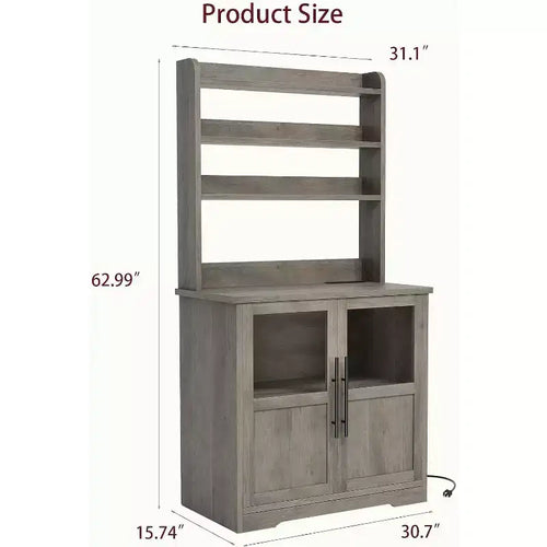 Scaffale da cucina a 6 livelli con armadietto, supporto per forno a microonde, dispensa con anta, scaffale versatile alto, armadietto da caffè stile rustico