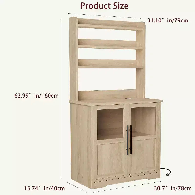 Scaffale da cucina a 6 livelli con armadietto, supporto per forno a microonde, dispensa con anta, scaffale versatile alto, armadietto da caffè stile rustico