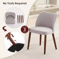 Dining Chairs Set of 4, Modern Dining Room Chair with Wood Legs, Upholstered Armless Kitchen Chairs with Leveling Feet/Wing Backrest Support, Gray