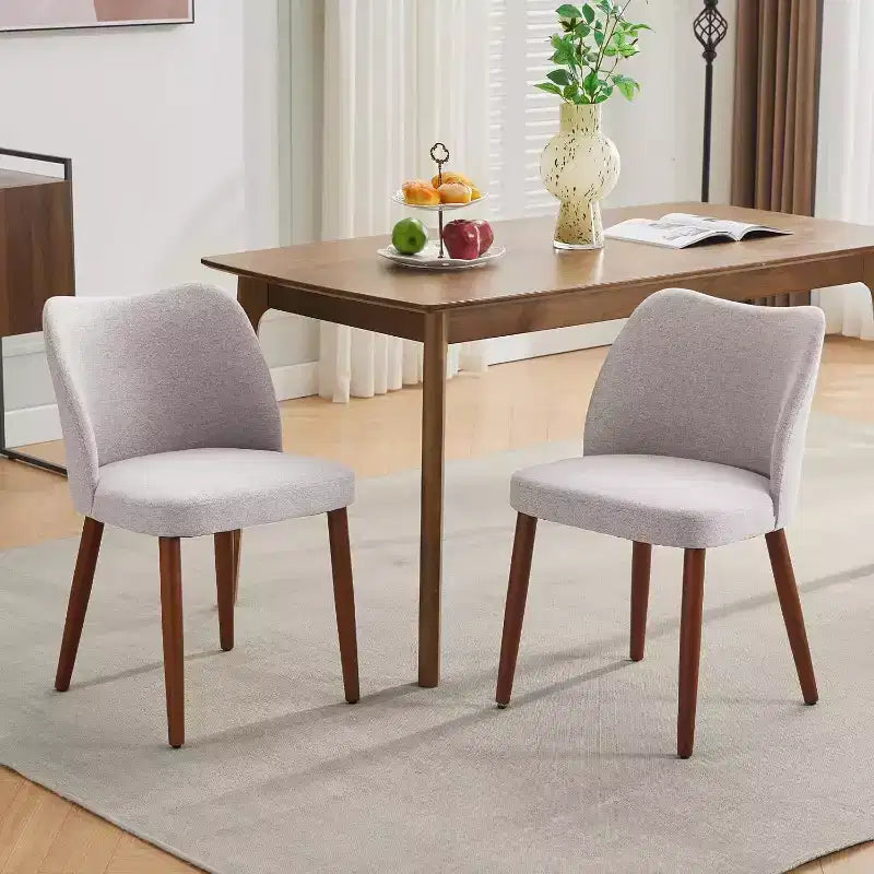 Set di 4 sedie da pranzo, sedie da pranzo moderne con gambe in legno, sedie da cucina imbottite senza braccioli con piedini di livellamento/schienale ad alette, grigio