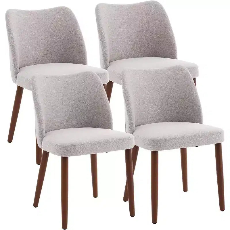 Set di 4 sedie da pranzo, sedie da pranzo moderne con gambe in legno, sedie da cucina imbottite senza braccioli con piedini di livellamento/schienale ad alette, grigio