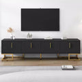 TV Stand, Mid Century Modern Entertainment Center with Storage, Adjustable Shelves, Waveform Panel Wood TV Console Table Media Cabinet