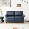 MAYEERTY Loveseat Sofa with Round Arm Silver Nails Couch Faux Leather for Liiving Room Office Navy Blue