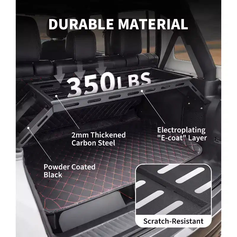 Portapacchi posteriore resistente per Wrangler JK JKU JL JLU Unlimited 4DR 2007-2025 - Portabagagli in acciaio al carbonio da 350 libbre - Facile installazione
