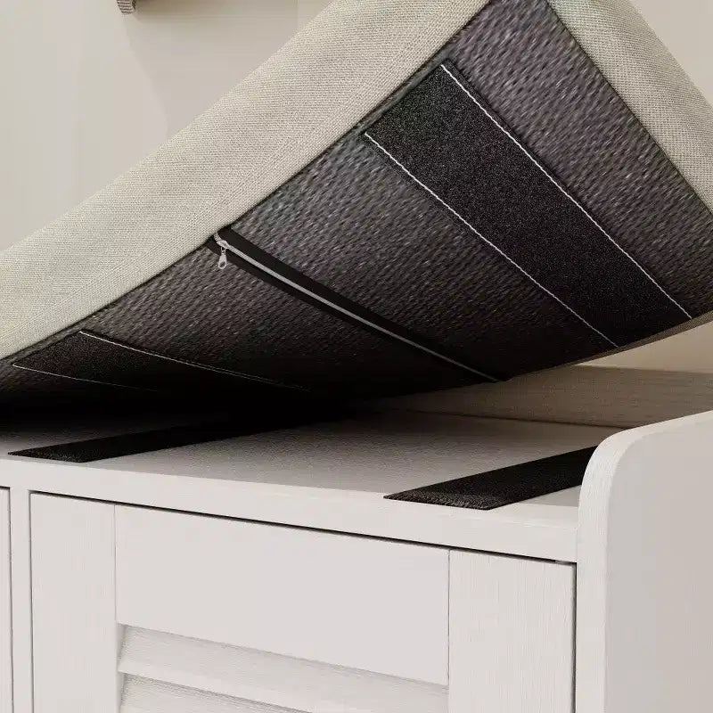 Panca scarpiera TUYOHW 28.74'' con armadietto a 2 ante, panca da ingresso con ripiani regolabili e cuscino rimovibile, scarpiera per corridoio (3 colori)