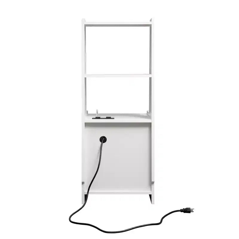 JVNOXK Comodino intelligente da 15 pollici con stazione di ricarica, luce notturna ad attivazione vocale, libreria integrata, vano portaoggetti, bianco