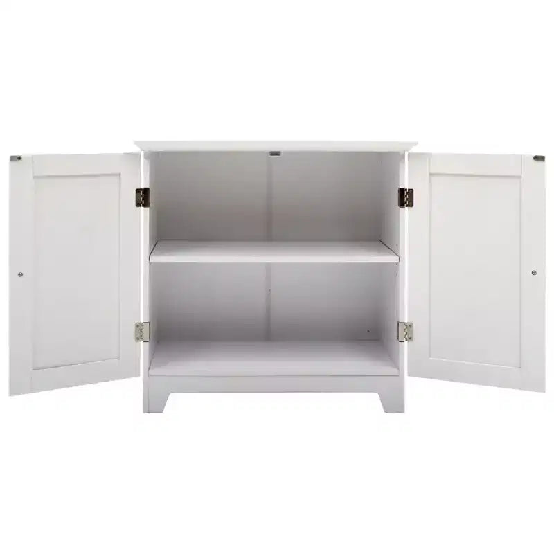 Armadietto contenitore a doppia anta Redmon in stile Shaker, Mobile moderno in legno, Bianco