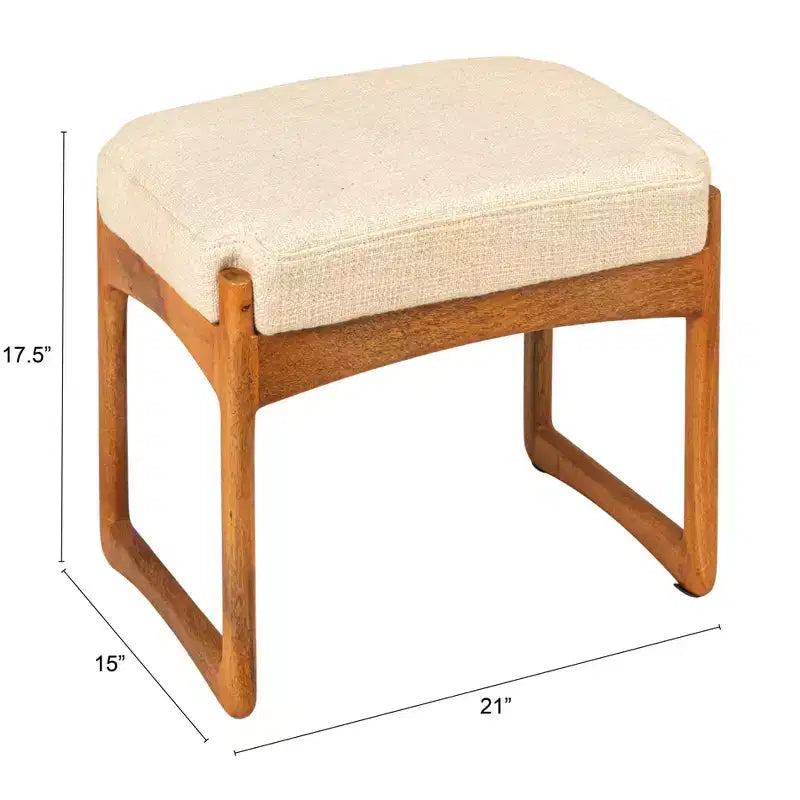Sgabello Storied Home in legno di mango e tessuto bouclé, naturale