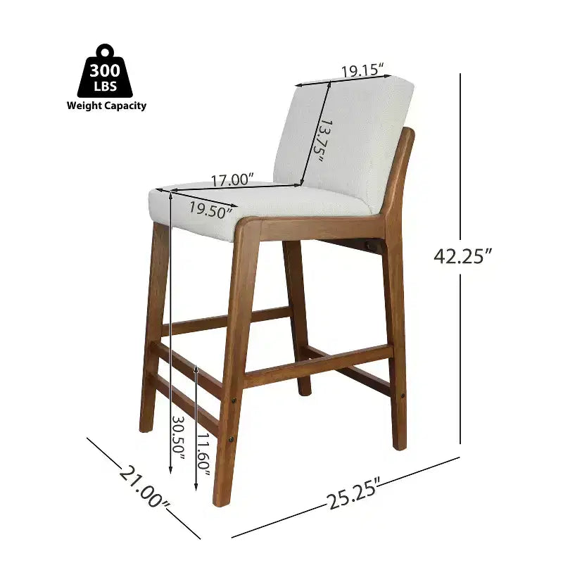 Sgabelli da bar imbottiti Wendy Mid-Century Modern in legno di hevea di Christopher Knight Home (set di 2)