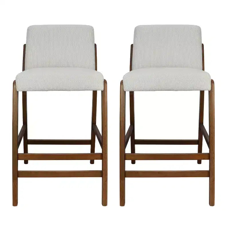 Sgabelli da bar imbottiti Wendy Mid-Century Modern in legno di hevea di Christopher Knight Home (set di 2)
