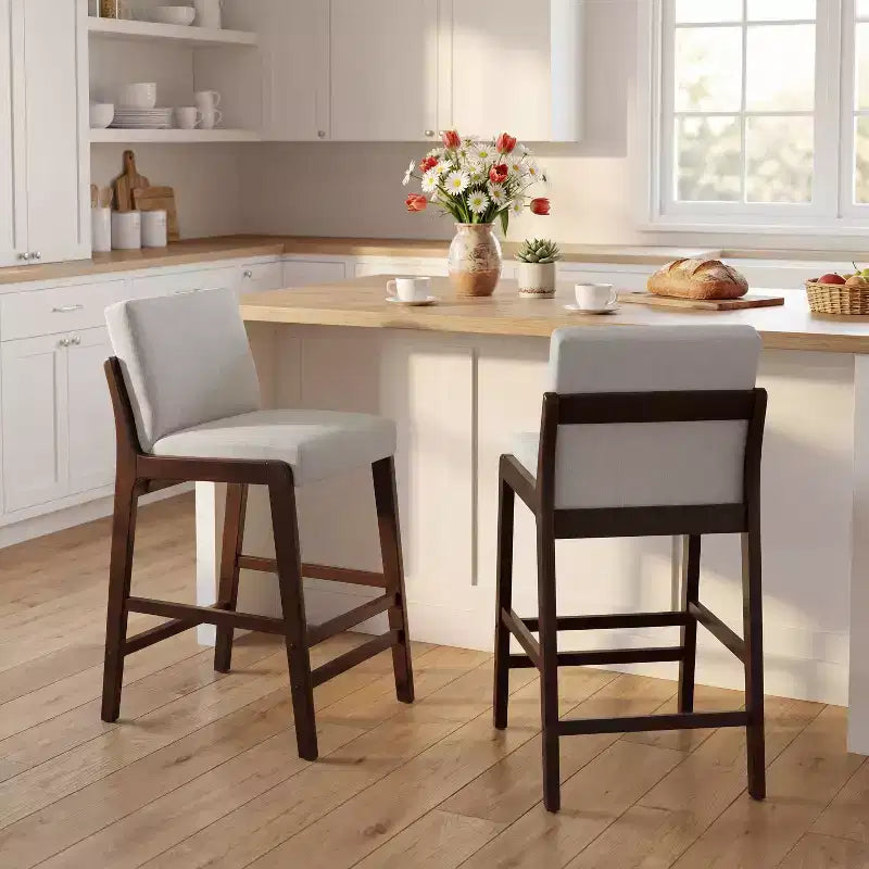Christopher Knight Home Wendy Mid-Century Modern Rubberwood Upholstered Bar Stools (Set of 2)