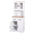 sumyeg Wooden Kitchen Pantry Cabinet with Glass Doors and Storage Drawer