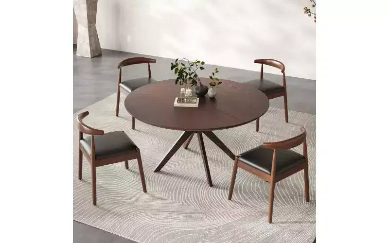 TUYOHW Tavolo da pranzo rotondo da 47 pollici con base intersecante e piedini antiscivolo, tavolo da cucina in legno massello per 4-6 persone, tavolo da pranzo circolare per soggiorno