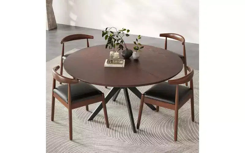 TUYOHW Tavolo da pranzo rotondo da 47 pollici con base intersecante e piedini antiscivolo, tavolo da cucina in legno massello per 4-6 persone, tavolo da pranzo circolare per soggiorno