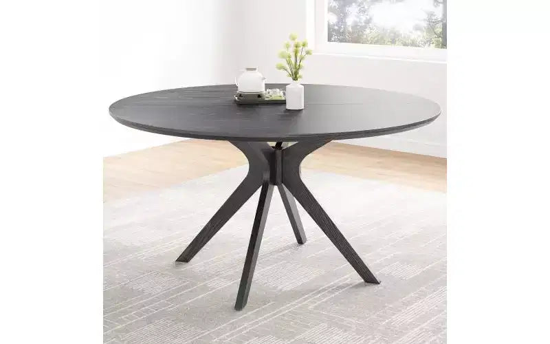 TUYOHW Tavolo da pranzo rotondo da 47 pollici con base intersecante e piedini antiscivolo, tavolo da cucina in legno massello per 4-6 persone, tavolo da pranzo circolare per soggiorno